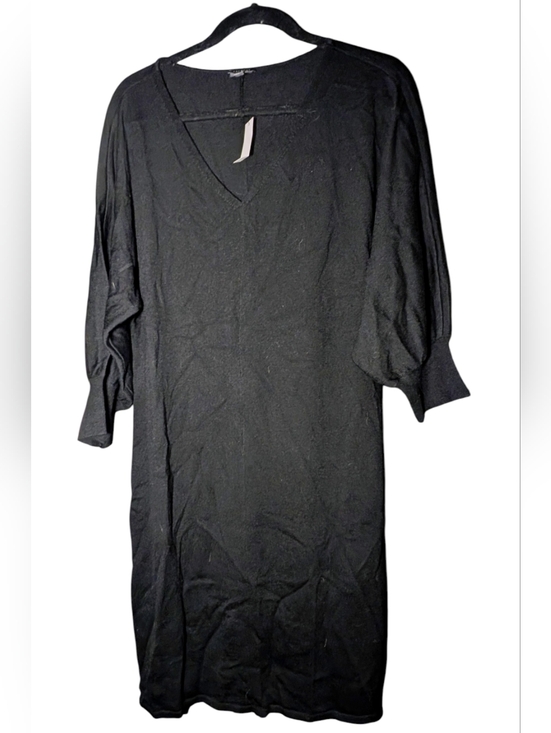 Talbots Dresses & Skirts - Talbots Black Merino Wool Sweater V-Neck Dress L NWT